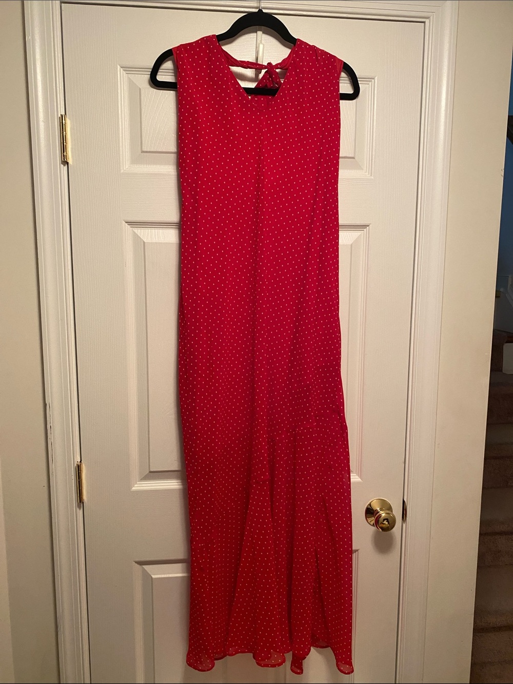 Wild Fable Red Polka Dot Sleeveless Halter Top Maxi Dress…size L